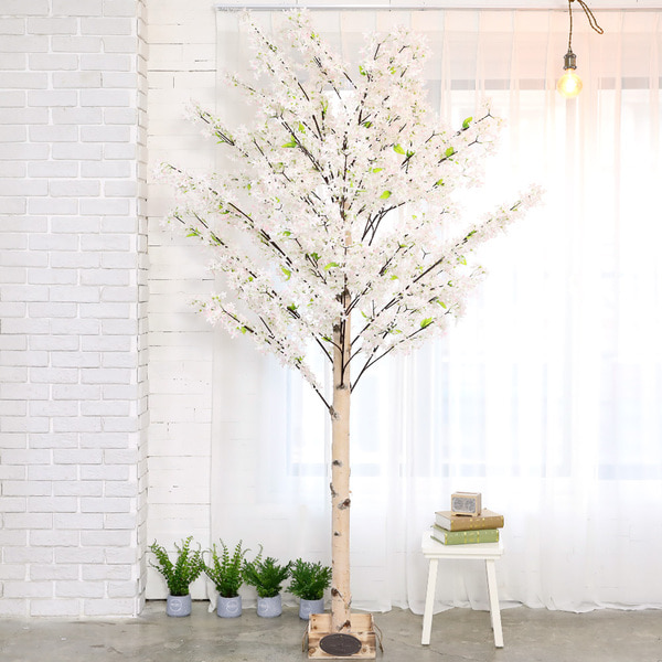 인조나무 인테리어 조화나무 꽃 화분 라일락나무 190cm 화이트핑크