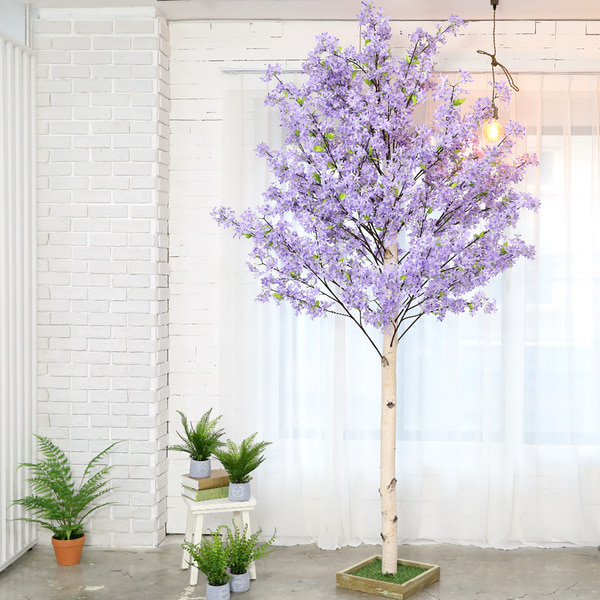 인조나무 인테리어 조화나무 꽃 화분 라일락나무 230cm 퍼플