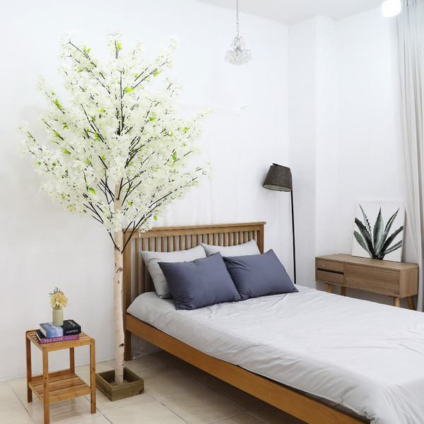 인조나무 인테리어 조화나무 꽃 화분 라일락나무 230cm 화이트