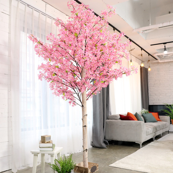 인조나무 인테리어 조화나무 꽃 화분 라일락나무 230cm 핑크